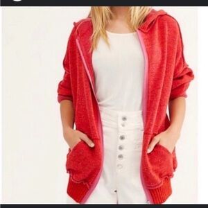Free People Vibrant Red Hoodie